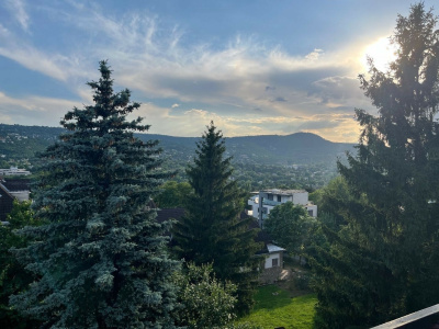 Staggering panorama facing Jánoshegy from a 24 m2 terrace of  a 61 m2 flat on Rózsadomb!
